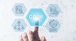 © Generative AI - Data Protection Compliance: Hand Touching GDPR Button for Privacy Regulations and Information Security