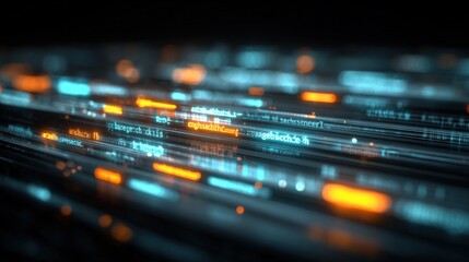 Poster - Abstract Futuristic Data Stream Visualization with Glowing Lines, Perfect for Technology and Innovation Concepts