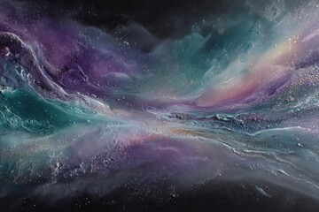 Wall Mural - Abstract Colorful Nebula With Glitter Dust