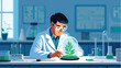 © Nurtaz - Biologist conducting research on plant growth in a modern science laboratory