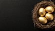 © Aul - Golden eggs in a nest on a dark background
