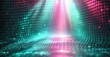 © antishock - Abstract background features vibrant lights, grid pattern, futuristic design. Teal, pink hues dominate scene, creating dynamic effect.