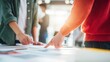 © Generative AI - Team Collaboration: Business Professionals Reviewing Documents Together in a Bright, Modern Office Space for Strategic Planning