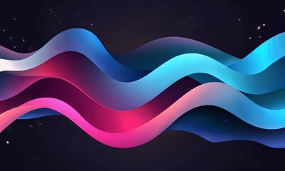 Wall Mural - elegant flowing waves in vibrant colors with starry background