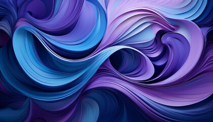 abstract flowing forms in shades of purple and blue interweaving and creating a complex structure