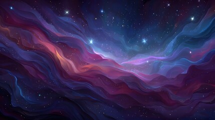 Wall Mural - Abstract cosmic nebula with swirling colors and stars.