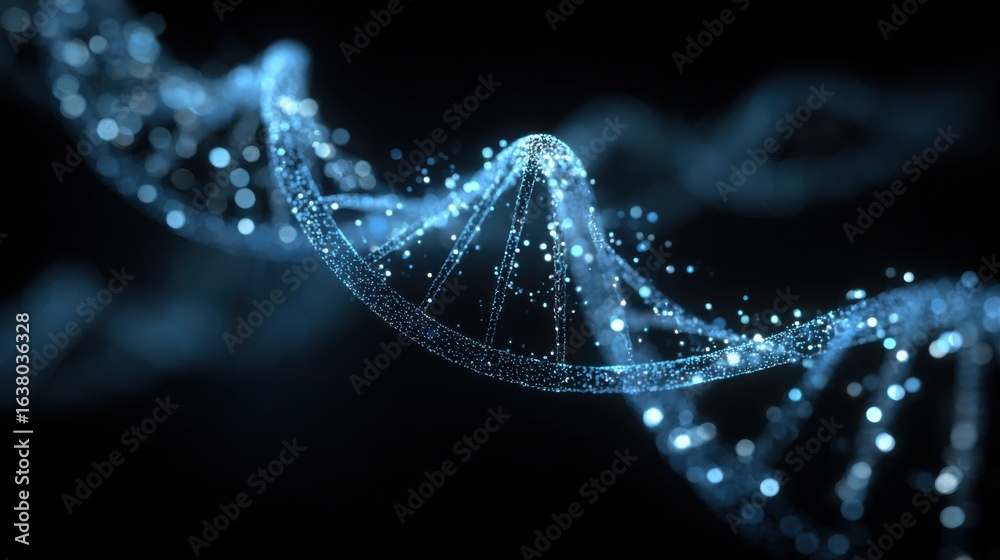 glowing dna helix dark background Stock Photo | Adobe Stock