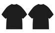 © VectorVive - Short sleeve t shirt technical drawing fashion flat sketch vector illustration black color template front and back