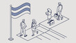 © RADEA STUDIO  - Isometric Illustration of Business People and a Flag.