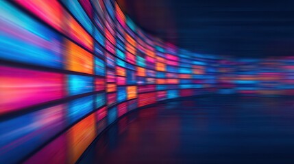 Wall Mural - a vibrant, abstract image featuring blurred lines of colorful lights, creating a dynamic and energet
