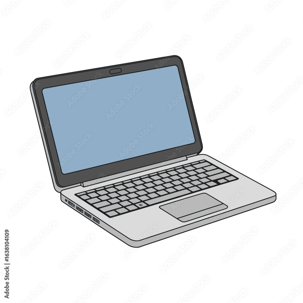 Modern Laptop Computer Illustration for Technology and Digital Use