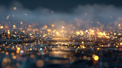 Abstract nightscape with bokeh lights, creating a moody, ethereal backdrop