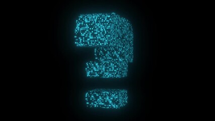 Animation of double code in the form of a question mark, digital double computer code. Computer double matrix, information flow. High-tech digital matrix double code, falling. Concept: quiz, thinking