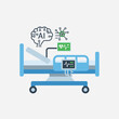 © kasmaran - Hospital bed connected to artificial intelligence and virus graphic.