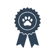© alien AZ - Paw print award ribbon vector icon, pet show winner badge, animal prize, best in show graphic
