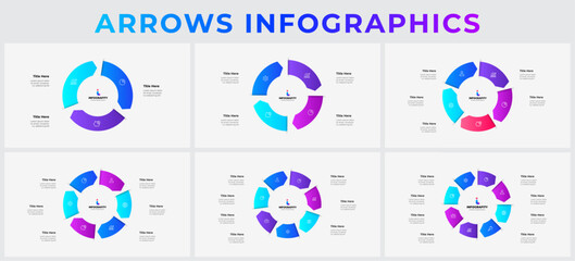 Wall Mural - abstract circular arrows infographic templates with 3, 4, 5, 6, 7 and 8 steps. perfect for business 