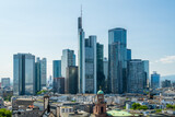 Frankfurt City Downtown Skyline on Sunny Day. Hesse, Germany. View from Frankfurt Cathedral 