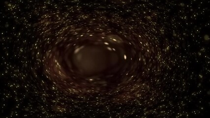 Wall Mural - Twisting space vortex in a golden galaxy of stars. Shiny glittering gold particles. Full HD and looping background animation.