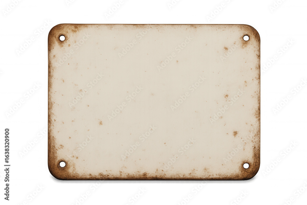 Blank rusty metal sign with rivets isolated on transparent background ...