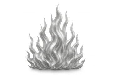 Wall Mural - silver flames rising dynamically, transparent backdrop revealing abstract energy pattern with ethere