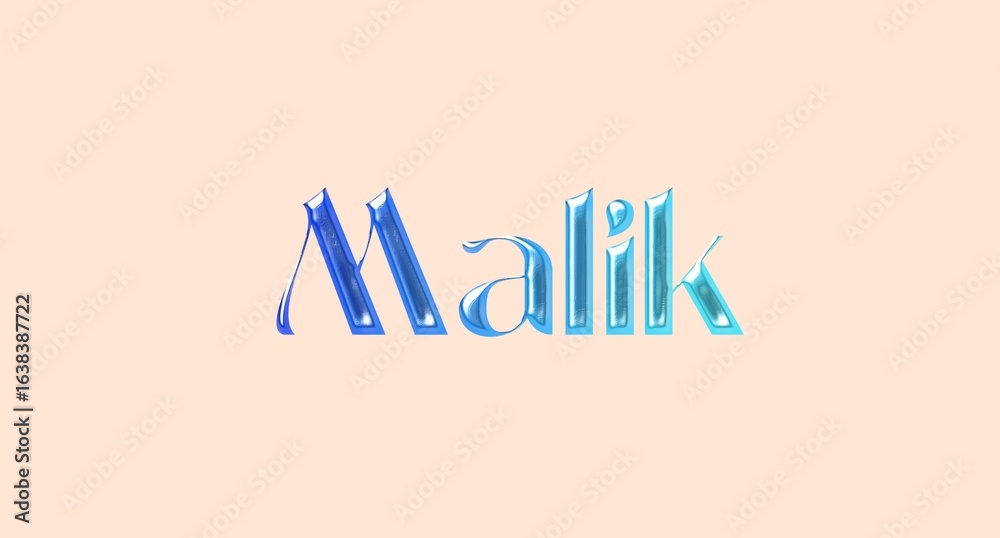 Malik name. Arabic latin Name illustration. Colorful gradient