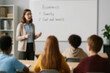 © ATRPhoto - Blurred Teacher Explaining Lesson to Attentive Students in Modern Classroom Education, Learning, School, Teaching, Back to School, Academic, Classroom Interior, Knowledge, Children, Teens, Study