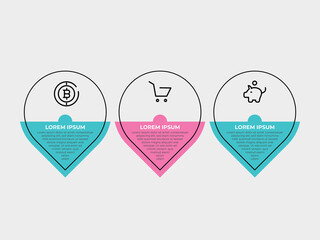 Wall Mural - 3 steps business data visualization timeline process infographic template design with icons