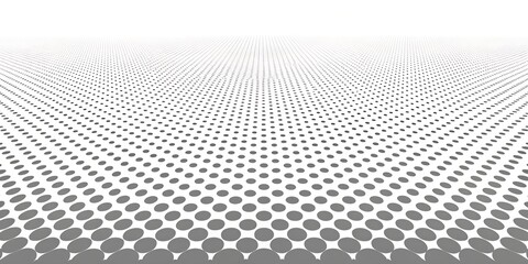 a perspective view of a white background with gray circles arranged in a halftone pattern fading int