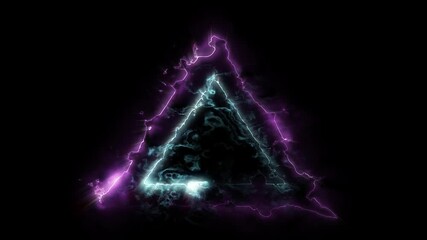Canvas Print - retro 90s futuristic triangle with neon glow effect sci-fi background. dimensional portal style. sui