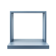 Modern minimalist silver metal display stand or podium isolated on transparent background