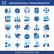 © Elzicon - Organizational Transformation icon set collection in solid glyph style. an icon pack contain teamwork, mentoring, strategy, adaptation, training, competition, change management, focus, support