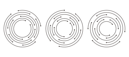 Wall Mural - Circuit board circle line dots connection set. Motherboard electronic technology data, electrical board, cpu. Programming science, computer system elements