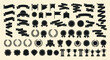 © Ajit - Vector art of a large collection of black award ribbons, badges, banners, seals, and trophies on a textured background