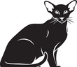 © Juwel_AI Designer - Elegant black siamese cat silhouette sitting attentively silhouette