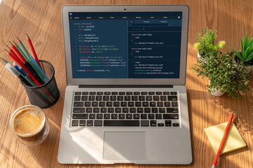 software development programming on computer screen for modish application and program coding