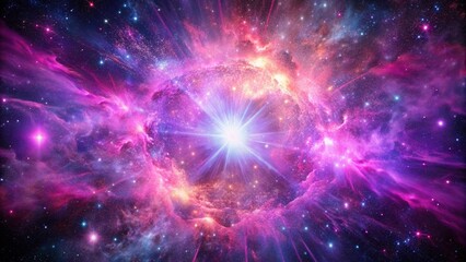 Wall Mural - vibrant pink and purple cosmic nebula with stellar explosion