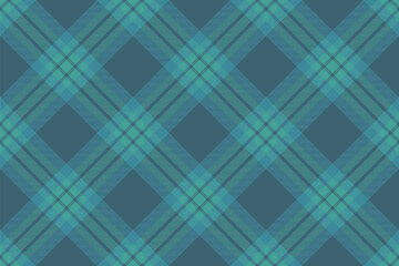 Turkish check textile fabric, form background texture vector. Masculine pattern tartan seamless plaid in cyan and teal colors.