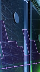 Poster - Animation of dots and lines forming graph over data server room