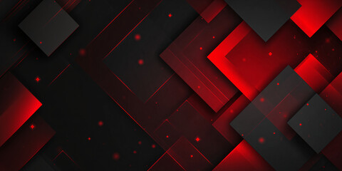 Canvas Print - abstract geometric background with rectangular shapes. red rectangular shapes on black background. b