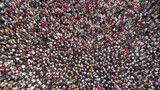 Large crowd of people seen from above