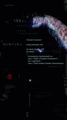 Poster - Animation of globe over data processing on black background