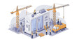 © danz - Workers and cranes construct a large hydrogen fuel cell power unit for clean, sustainable energy.