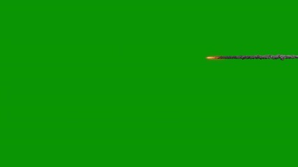 Wall Mural - meteor, rocket or missile 014 shooting across the sky, 4k 24p, green screen for transparent backgrou
