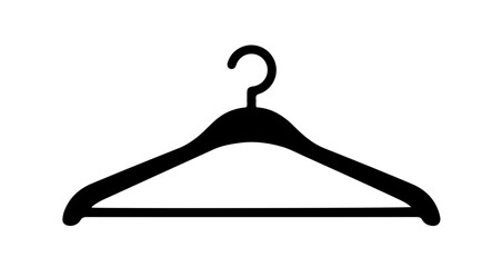Poster - Object black clothes hanger vector illustration for fashion design and wardrobe organization essential item for apparel vector