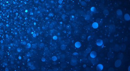 Abstract dark blue bokeh background with glittering light effect and texture