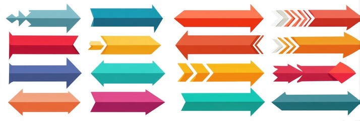 Colorful, 3D-style arrows in various shades