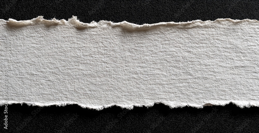Ripped off white paper strip on black backdrop Stock Photo | Adobe Stock