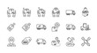 © time - Linear icons depicting logistics, delivery, and tracking, showcasing modern supply chain management