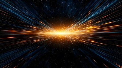 Wall Mural - the image showcases a dynamic starburst effect with radiant orange and blue beams emanating from a c
