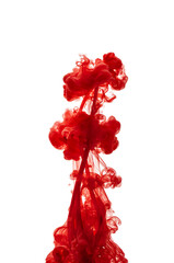 Wall Mural - Crimson cloud in zero gravity displaying mesmerizing swirling patterns in fluid dynamics